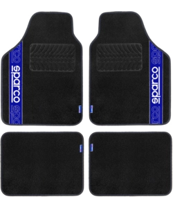 Set 4 tappetini neri e blu per auto sparco in moquette